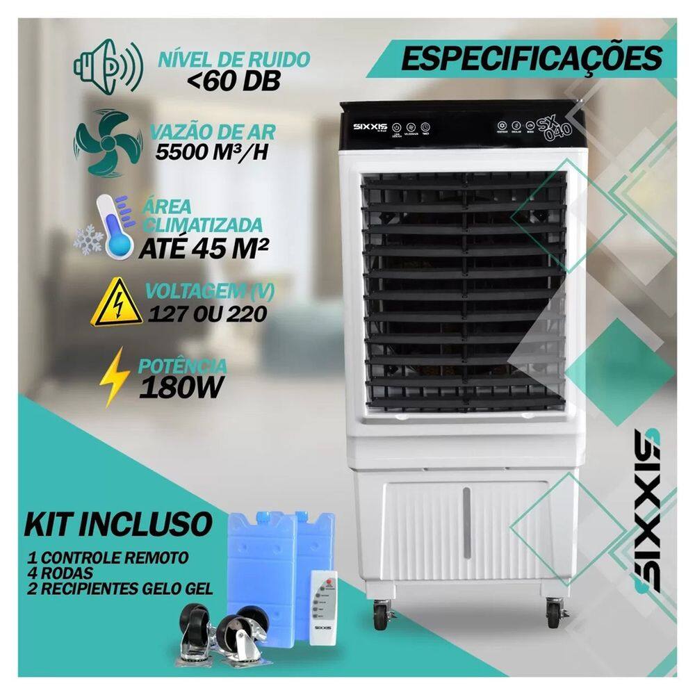 Climatizador de Ar Turbo SIXXIS SX40 45L | Casas Bahia