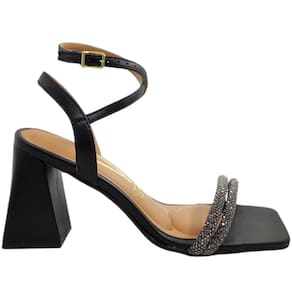 Sandália Feminina Social Casual Dia a Dia Passeio com Strass Salto Bloco Alto Vizzano 6464.119