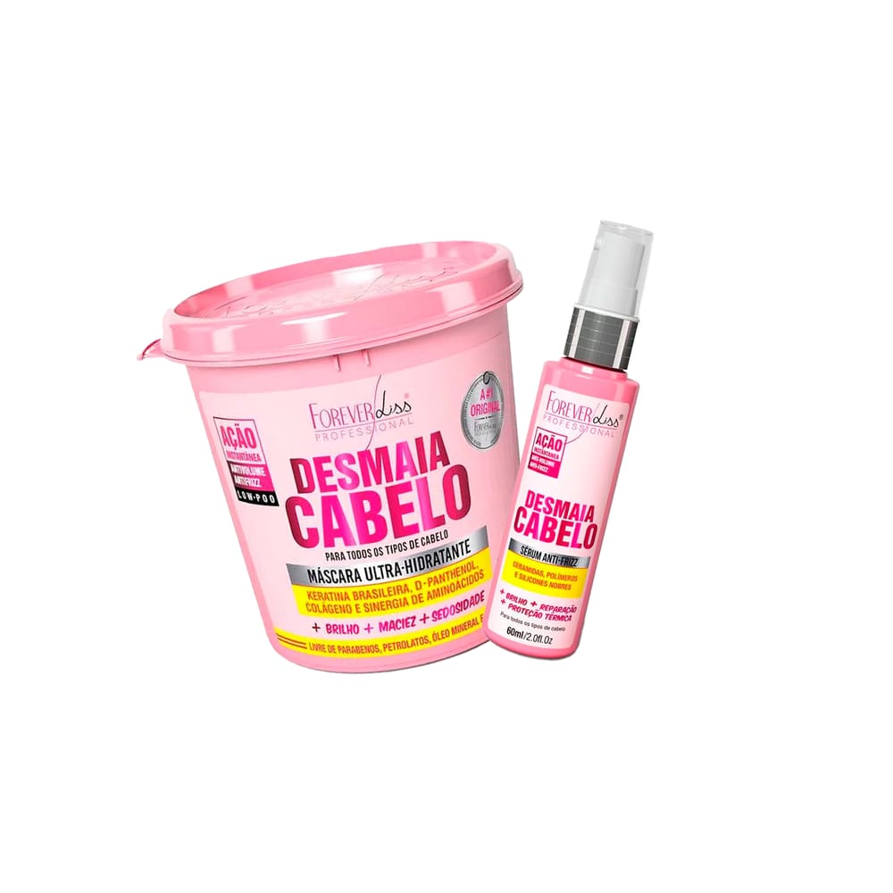 Kit Máscara Desmaia Cabelo 350g e Sérum 60ml Forever Liss