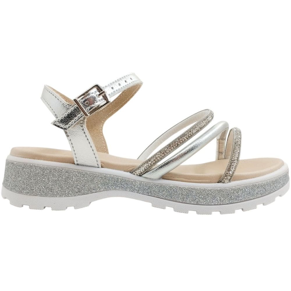 Sandália Infantil Menina Papete Casual Dia a Dia Escola Passeio com Strass Metalizada Tratorada Molekinha 2361.205