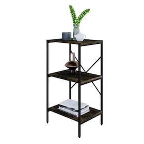 Estante com 3 Prateleiras Tub Carvalho Dark e Preta 45 cm