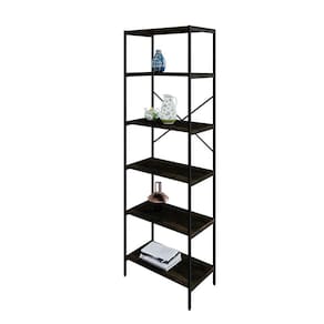 Estante com 6 Prateleiras Tub Carvalho Dark e Preta 60 cm