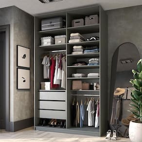 Guarda-Roupa Closet Sion 100% MDF 3 GV Cinza 140 cm