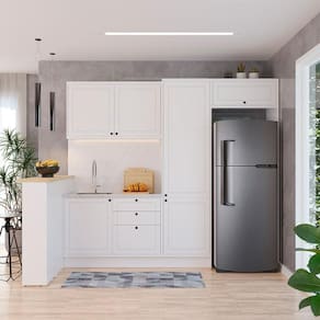 Cozinha Completa Évora com Bancada 6 PT 3 GV Branco Ártico
