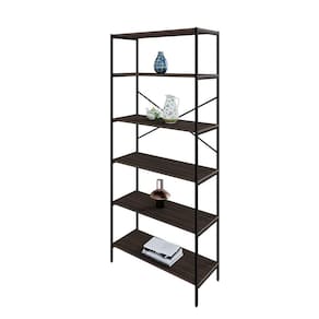 Estante com 6 Prateleiras Tub Nogal e Preta 80 cm