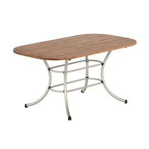 Mesa Para Cozinha 1547 + Tampo Madeirado 160x90cm Freijo C- Prata - Carraro