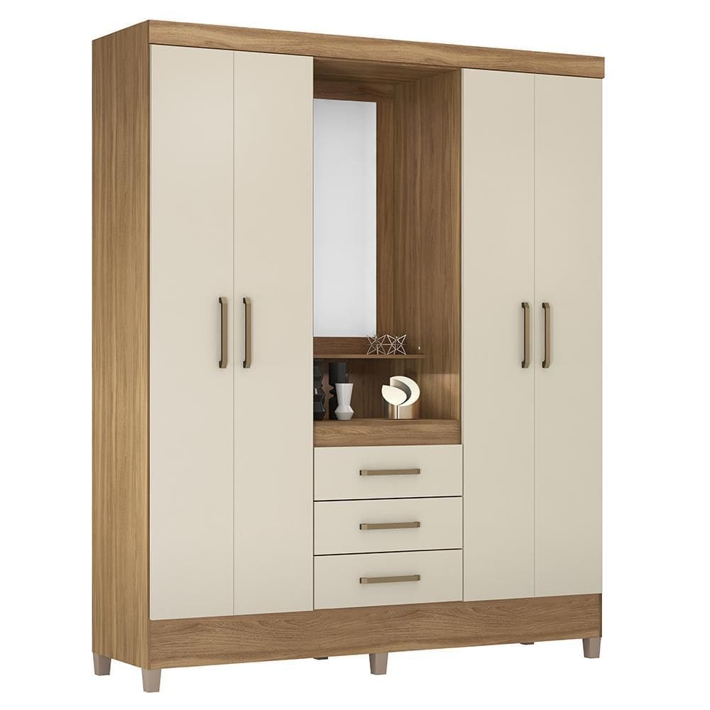 Guarda Roupa Capelinha Pérsia 4 Portas com Espelho - Demóbile