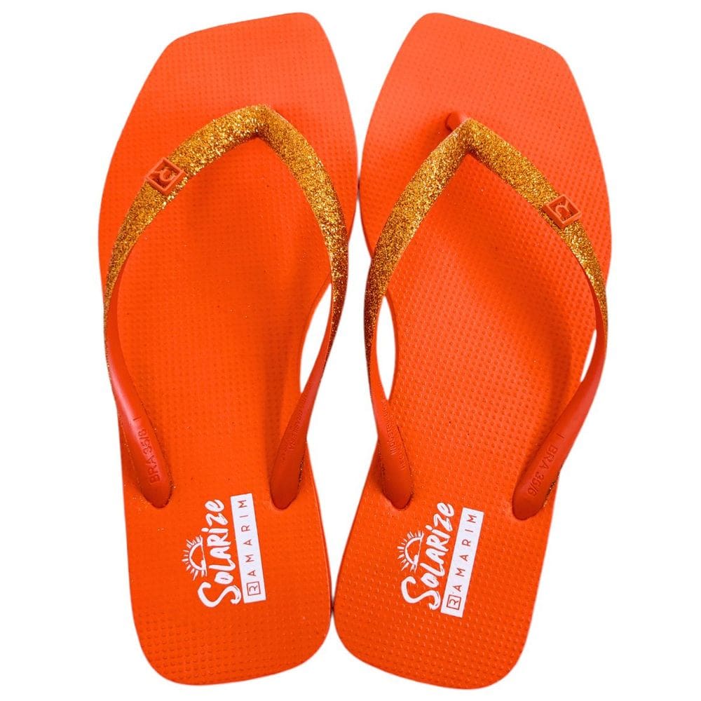 Chinelo de Dedo Feminino Casual Dia a Dia Passeio Praia Bico Quadrado com Glitter Ramarim Solarize 1233