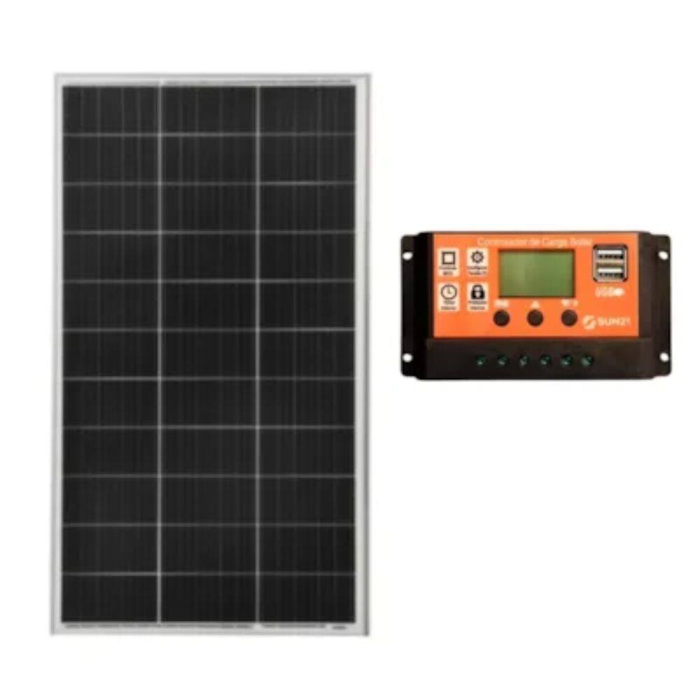 Kit Solar Monocristalino 160W com Controlador de Carga 30A 12V/24V