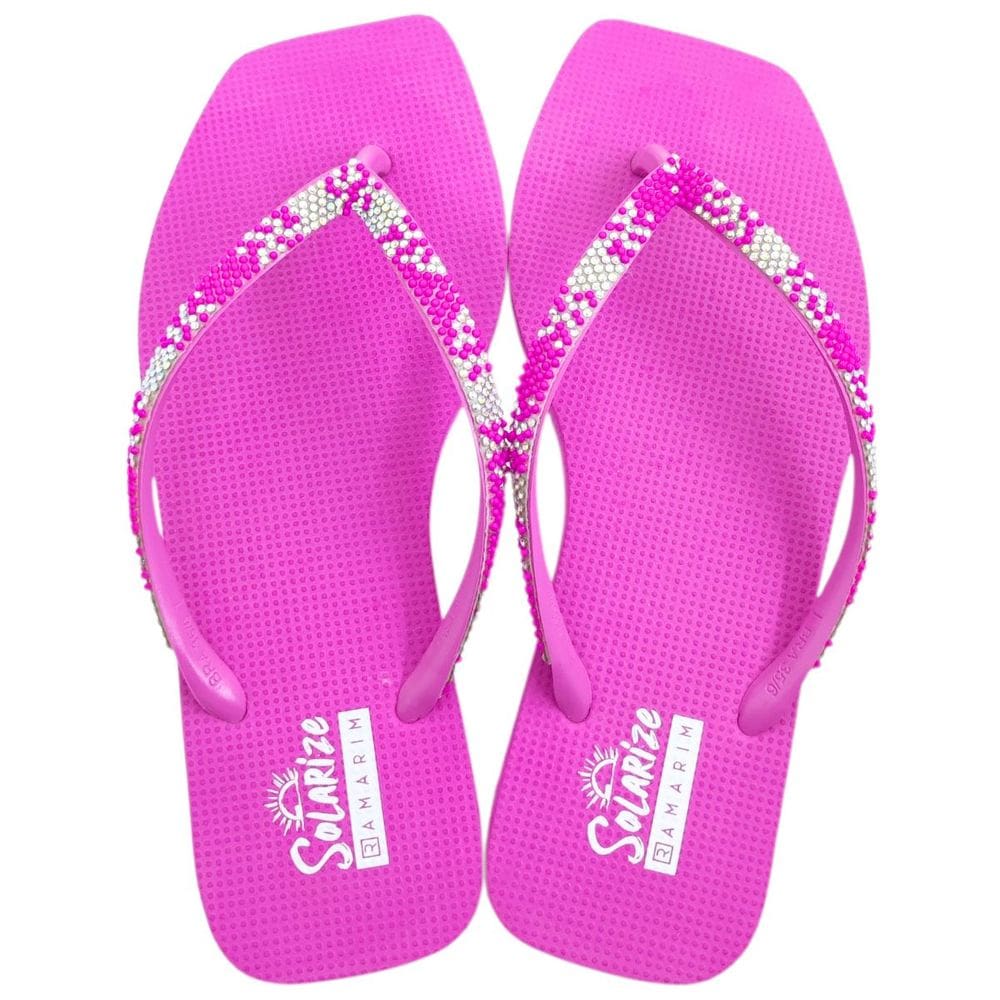 Chinelo de Dedo Feminino Casual Dia a Dia Passeio Praia Bico Quadrado com Glitter Ramarim Solarize 1249