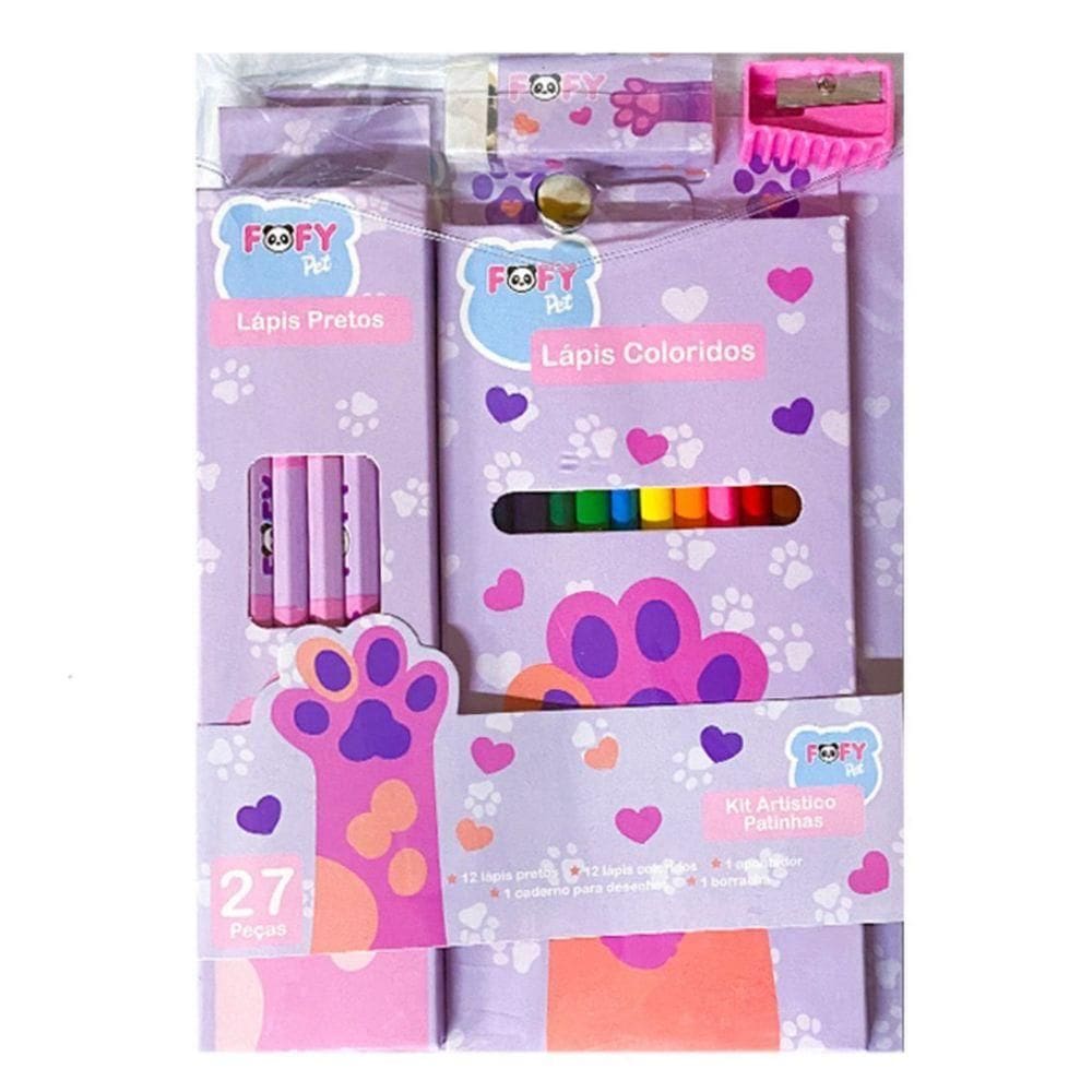 Kit Desenho Artístico Infantil Patinhas Com 27 Peças Fofy