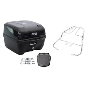 Kit Baú Givi Moto 33L Traffic Iii + Bagageiro Cromado Twister Cbx 250 2001 Ate 2008 Projétil