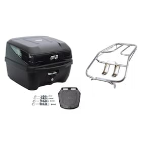 Kit Baú Givi Moto 33L Traffic Iii + Bagageiro Cromado Cg Titan 2000 2001 2002 2003 2004 2005 2006 2007 2008 Cg Fan 125