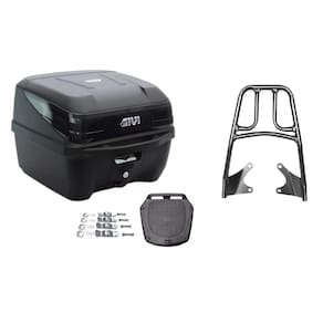 Baú Bauleto Moto Givi 33L Traffic Iii + Bagageiro Cg Titan 160 2016 2017 2018 2019 2020 2021 2022 2023 Cromado Projétil