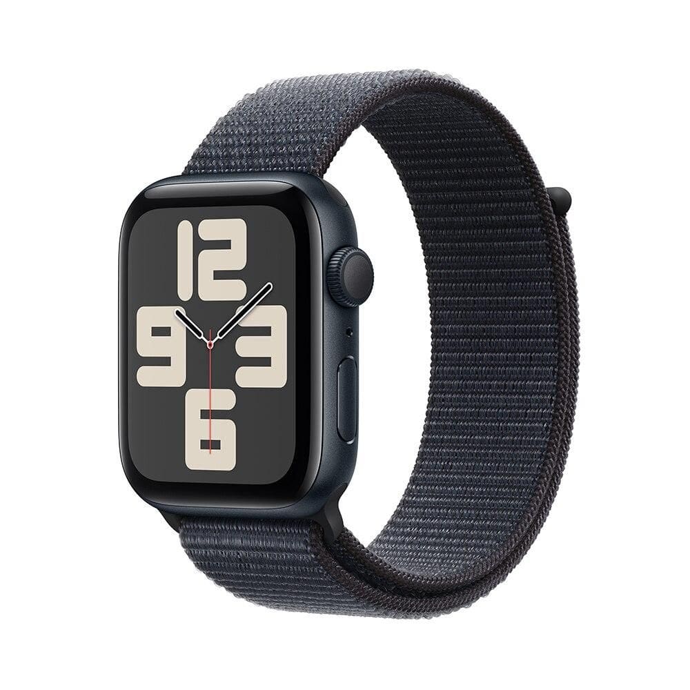 Apple Watch SE GPS • Caixa meia-noite de alumínio – 44 mm • Pulseira loop esportiva tinto