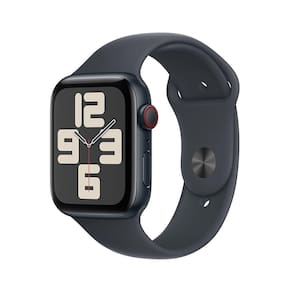Apple Watch SE GPS + Cellular • Caixa meia-noite de alumínio – 44 mm • Pulseira esportiva meia-noite – M/G
