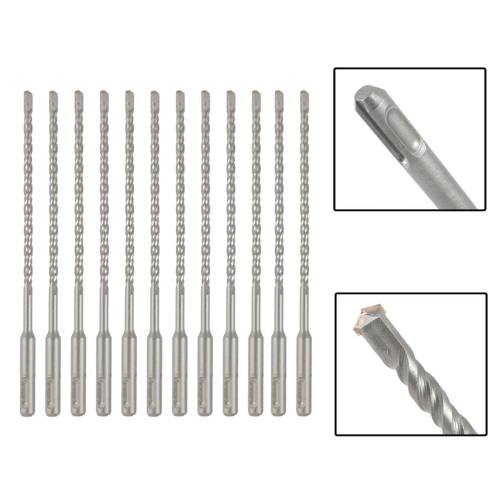 Jogo 12 Brocas SDS Plus 6X210 mm Aço Carbono Tungstênio