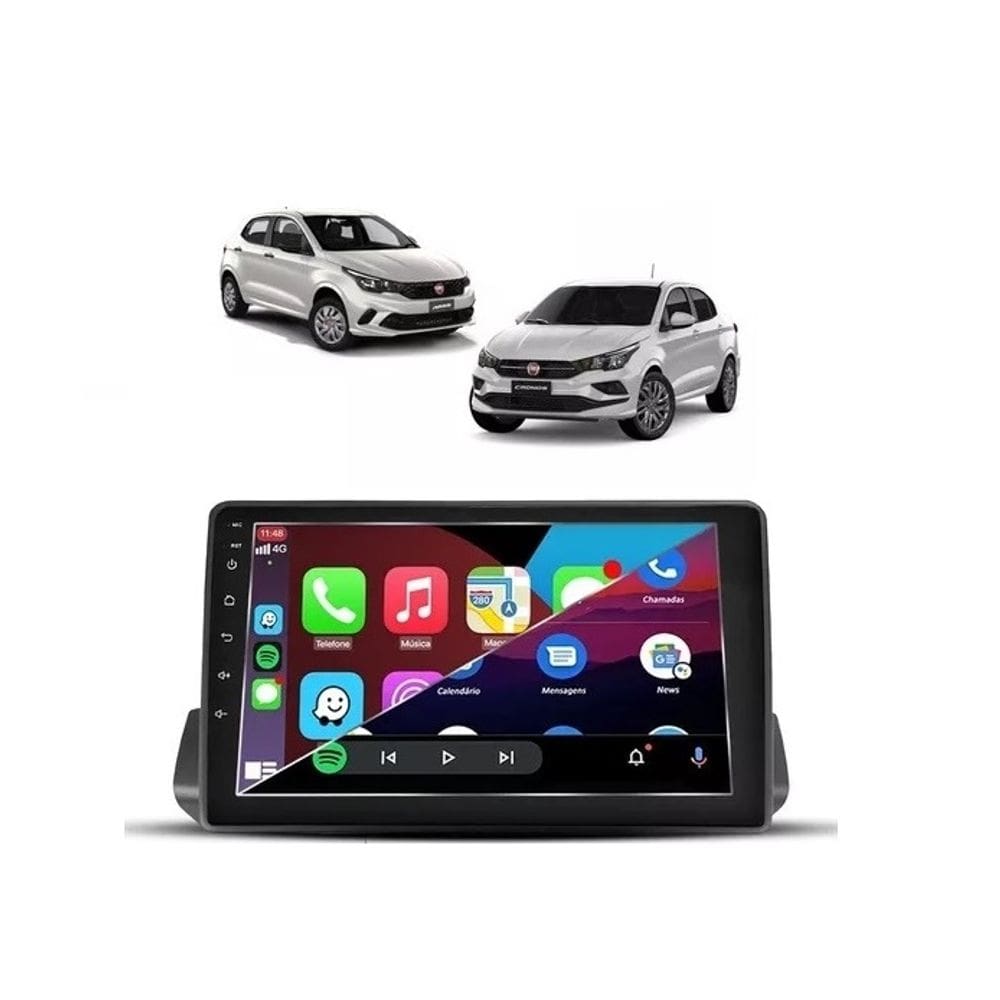 Kit Multimidia Argo Cronos 17 / 24 AndroidAuto 9 Pol - Roadstar 908BR
