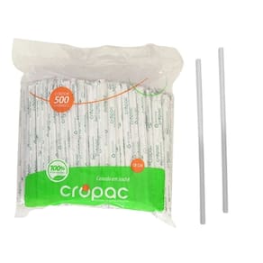 Canudo De Milk Shake Bio Cropac 2x0,6cm 500un