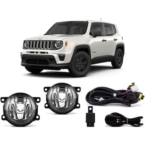 Kit Farol Neblina Milha Renegade 2018 até 2021 com Botão universal