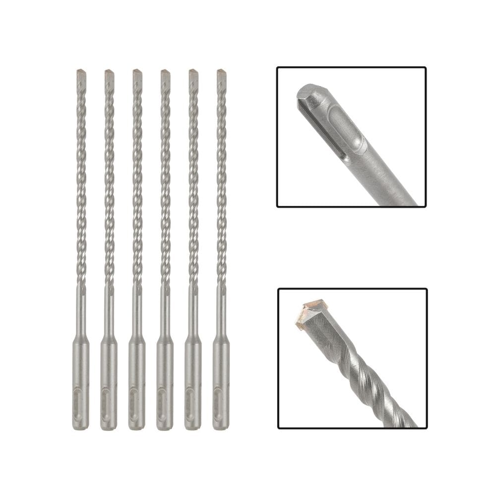 Jogo 6 Brocas SDS Plus 8x210 mm Aço Carbono Tungstênio
