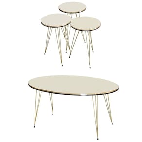 Conjunto de Mesa de Centro 4 Peças - Bege Claro