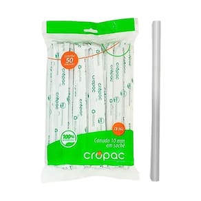 Canudo de Milk Shake Bio Cropac 2x0,10cm 50 Un