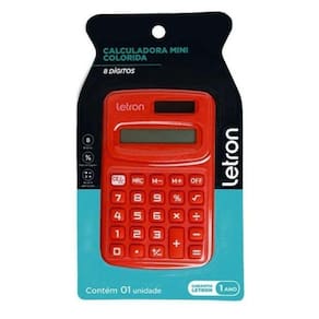 Calculadora De Bolso 8 Digitos Colorida Vermelha - Letron