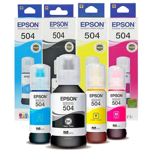 imagem-Kit Com 4 Refil  de Tinta Genuíno EPS T504 para impressoras L4150 L4160 L4260 L6161 L6191 L6171 L6270