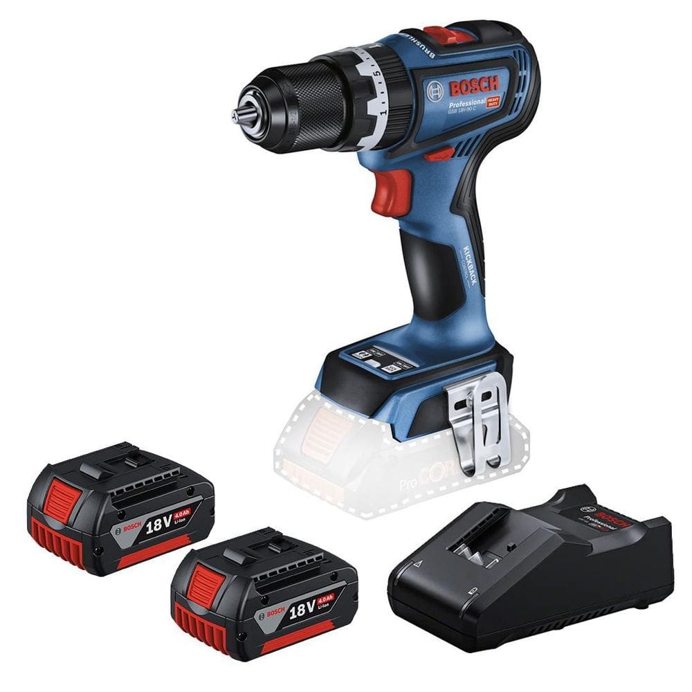 Parafus Furad Impacto Bosch Gsb18V-90 18V + 2Bat 4A E Carreg