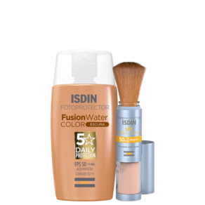 Kit ISDIN Fusion Water 5 Stars Color Escura + UV Brush Mineral (2 Produtos)