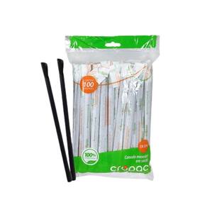 Canudo Mexedor Bio Cropac 17x0,58cm Preto 100un