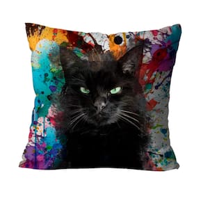 Capa para Almofada Mdecore Gato Colorido Decorativa - 45x45