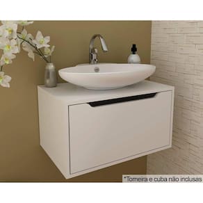 Gabinete De Banheiro Suspenso Bn3646 Sem Cuba 1 Porta 60cm Branco - Tecno Mobili
