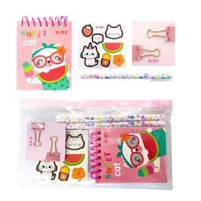 Kit Completo De Acessórios Papelaria Fofa Sweet Cat Fofy