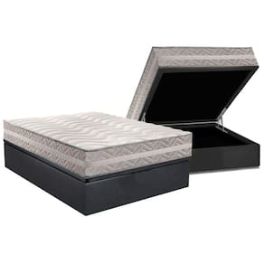 Conjunto Box Baú Casal Colchão Espuma Paropas D28 - Master Prata Double Face 25 + Base Crc Suede Gray (138x188)