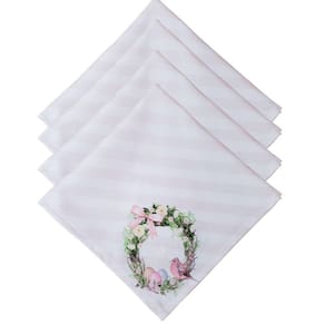 Kit 4 Guardanapos Páscoa Floral Vintage Pássaros Da Charlô 40cmx40cm rosa
