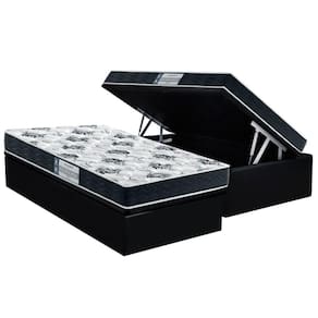 Conjunto Box Baú Solteiro Colchão Espuma Probel D28 Prodormir Advanced Black + Base Crc Suede Black(88x188)
