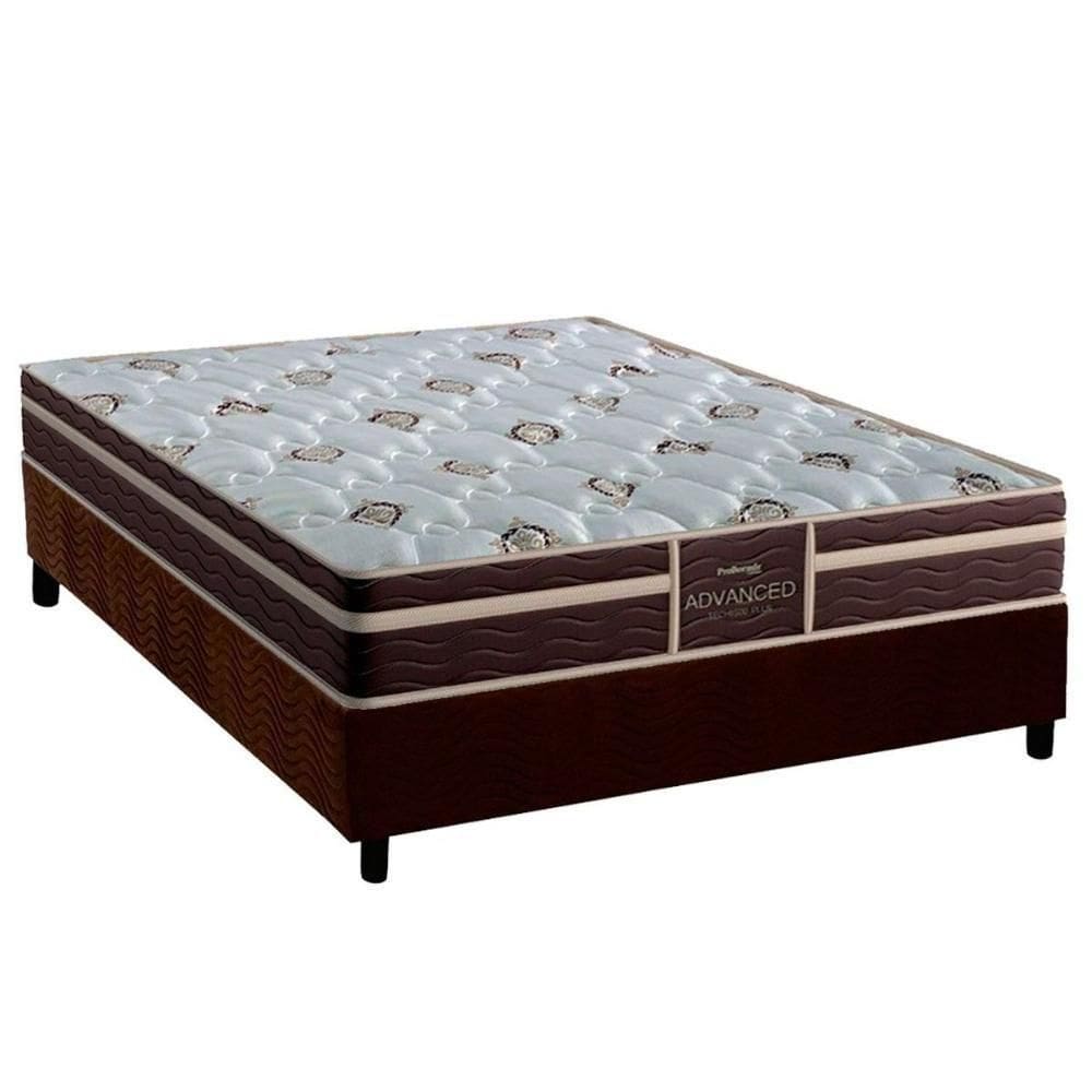 Conjunto Box Casal Colchão Anatômico Probel Colchão D33 Firmepedic Prodormir Advanced Tech1500 Plus Brown + Base Crc Suede Brown(138x188)