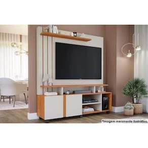 Rack Bancada Com painel Para tv Até 55 Pol Valência 100% Mdf Rodízios 160x182cm Off White-cinamomo - Permóbili