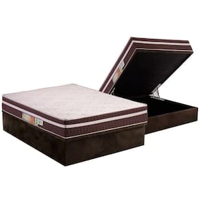 Cama Box Baú Casal: Colchão Anatômico Polar D28 Orthoface Vip + Base Crc Suede Brown (138x188)