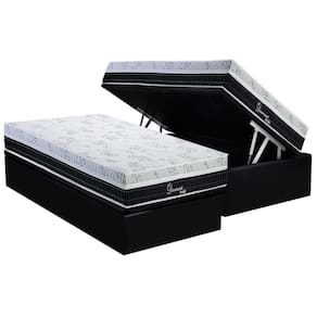 Conjunto Box Baú Solteiro Colchão Molas Polar Superlastic Diamond + Base Crc Suede Black (88x188)