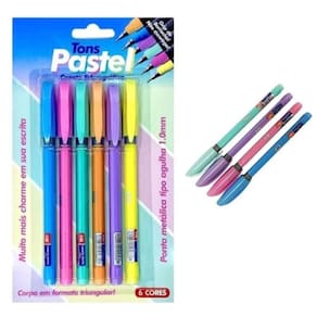 Caneta Esferográfica 1.0mm - 6 Cores Pastel - Kz98154 - Kaz