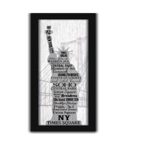 Quadro New York Estatua Liberdade Frases Eua 60cm Moldura Sala Consultorio Lavabo Escritorio Canvas