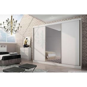 Guarda Roupa Casal 3 Portas De Correr E 8 Gavetas C- Espelho Natus-duna Cumaru
