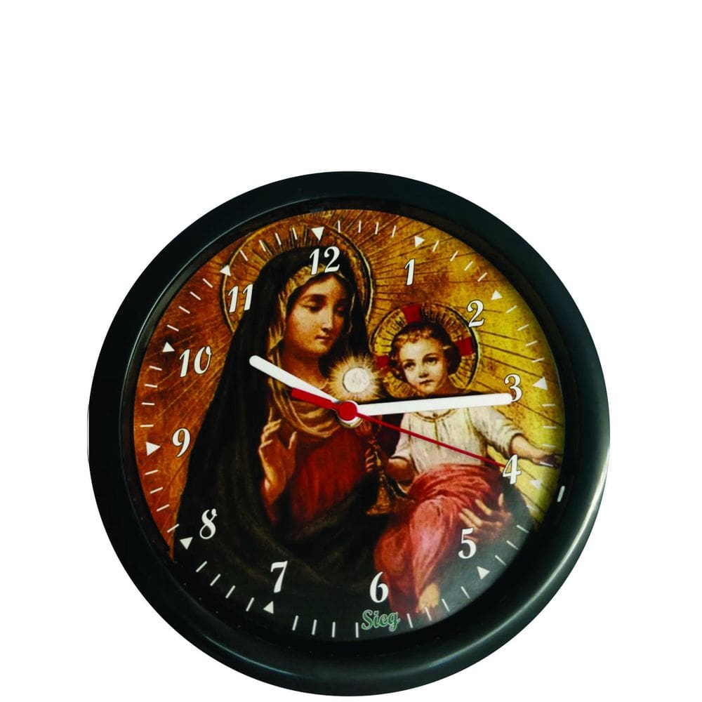 Relógio Redondo Sieg Menino Jesus 24cm - Preto
