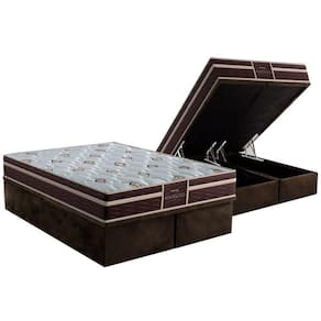 Conjunto Box Baú Queen Colchão Espuma Probel Colchão D33 - Firmepedic Prodormir Advanced Tech1500 Plus Brown + Base Crc Suede Brown(158x198)
