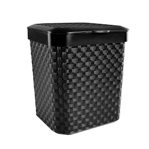 Lixeira De Pia Rattan 5l Com Tampa Preta Design Compacto E Funcional