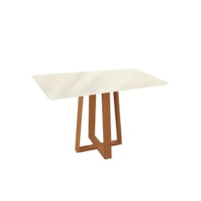 Mesa De Sala Jantar Elma Madeira Maciça C-tampo Madeirado C- Vidro 80x120cm Carvalho-off White-vidro Off White - Kappesberg