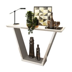 Aparador Sala Estar 136cm Tampo MDF c/ Vidro Lótus Creme D04 - D`Rossi